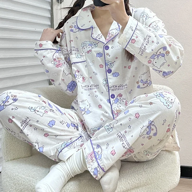 Пижамы Sanrio, весенние повседневные и удобные костюмы-двойки, одежда для дома Hello Kitty, домашняя одежда Sanrio, пижамы с героями мультфильмов «Hello Kitty»
Пижамы Sanrio, весенние повседневные и удобные костюмы-двойки, одежда для дома Hello Kitty, домашняя одежда Sanrio, пижамы с героями мультфильмов «Hello Kitty»