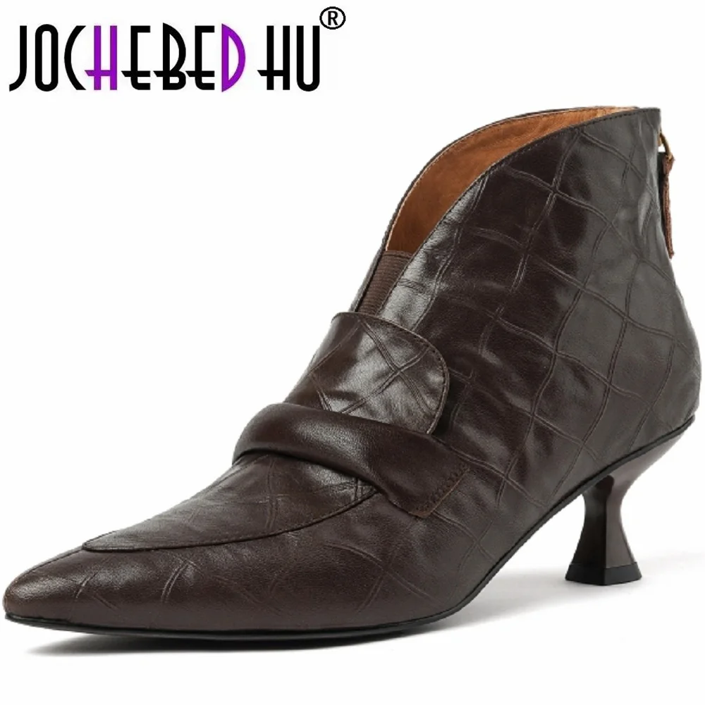 【JOCHEBED HU】New Women Handmade Boots Mid heel Genuine Leather Shoes Pointed Toe Ankle Boots Chunky Shoes Western Boots 34-40
【JOCHEBED HU】New Women Handmade Boots Mid heel Genuine Leather Shoes Pointed Toe Ankle Boots Chunky Shoes Western Boots 34-40