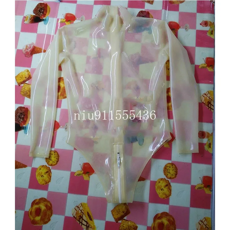 Women Transparent Latex Swimsuit Long Sleeve Rubber Bodysuit Jumpsuit Outfit with Crotch Zip
Women Transparent Latex Swimsuit Long Sleeve Rubber Bodysuit Jumpsuit Outfit with Crotch Zip