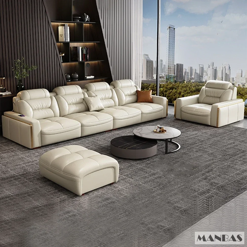 Premium Italian Genuine Leather Sectional Sofa Sets Couch Sofas with USB and Bluetooth Speaker - MANBAS Living Room Furniture
Premium Italian Genuine Leather Sectional Sofa Sets Couch Sofas with USB and Bluetooth Speaker - MANBAS Living Room Furniture