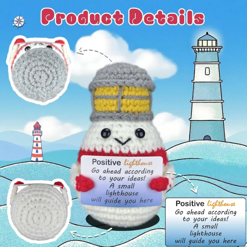 Coastal Lighthouse Theme Handmade Crochet Knitted Yarn Doll Cartoon Lighthouse Modeling Vivid Cute Design Desktop Energy Gift
Coastal Lighthouse Theme Handmade Crochet Knitted Yarn Doll Cartoon Lighthouse Modeling Vivid Cute Design Desktop Energy Gift