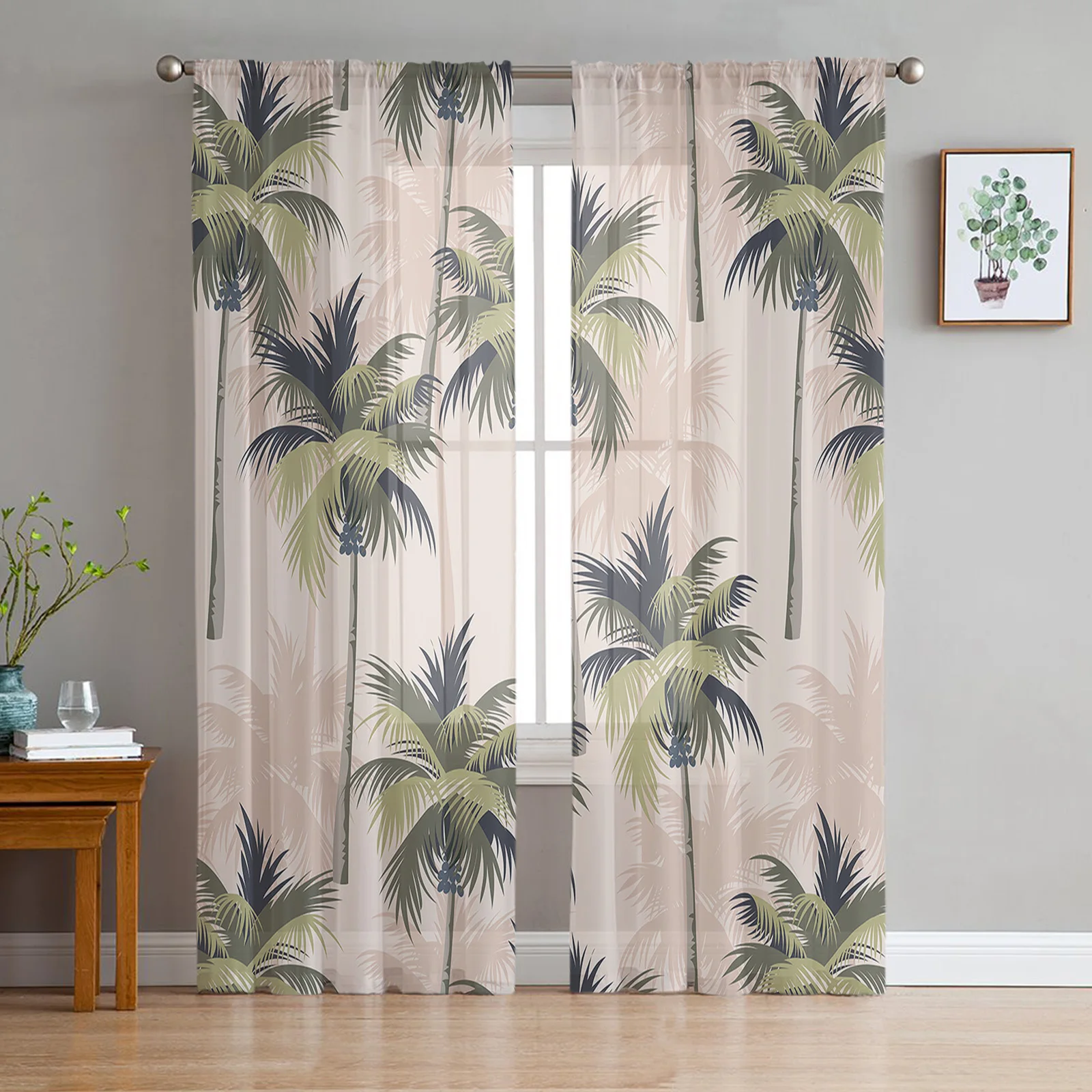 Тюлевые шторы с тропическими растениями и пальмами, для гостиной, спальни, кухни, украшение для окон из шифона, прозрачная вуаль
Тюлевые шторы с тропическими растениями и пальмами, для гостиной, спальни, кухни, украшение для окон из шифона, прозрачная вуаль