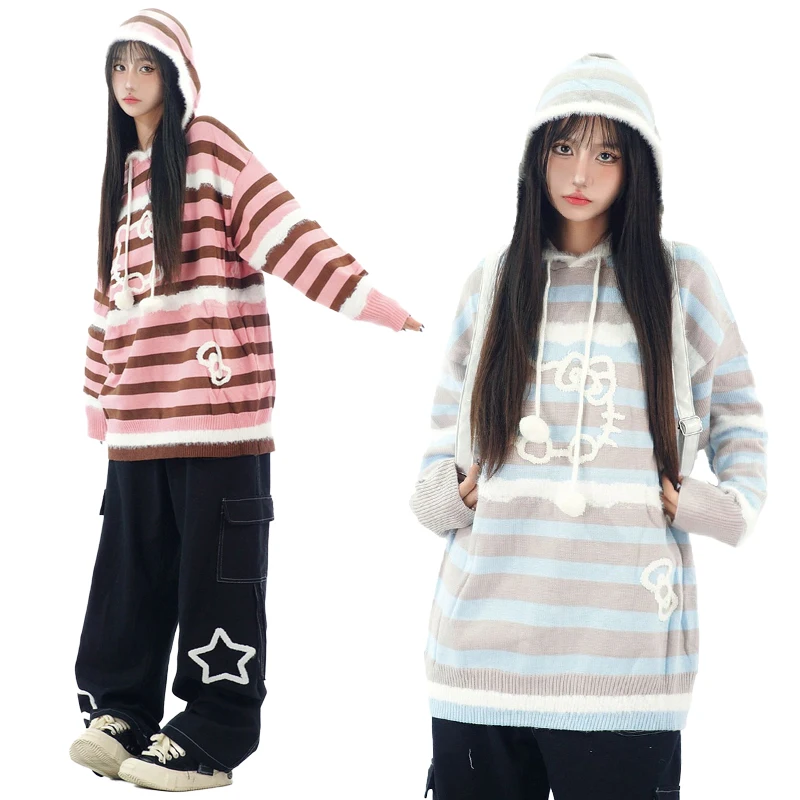 Kawaii Hellokitty Y2K Sanrios мультфильм свитер милая девушка Аниме Толстовка для отдыха Милая полосатая вязаная рубашка осень пуловер Топы пальто
Kawaii Hellokitty Y2K Sanrios мультфильм свитер милая девушка Аниме Толстовка для отдыха Милая полосатая вязаная рубашка осень пуловер Топы пальто