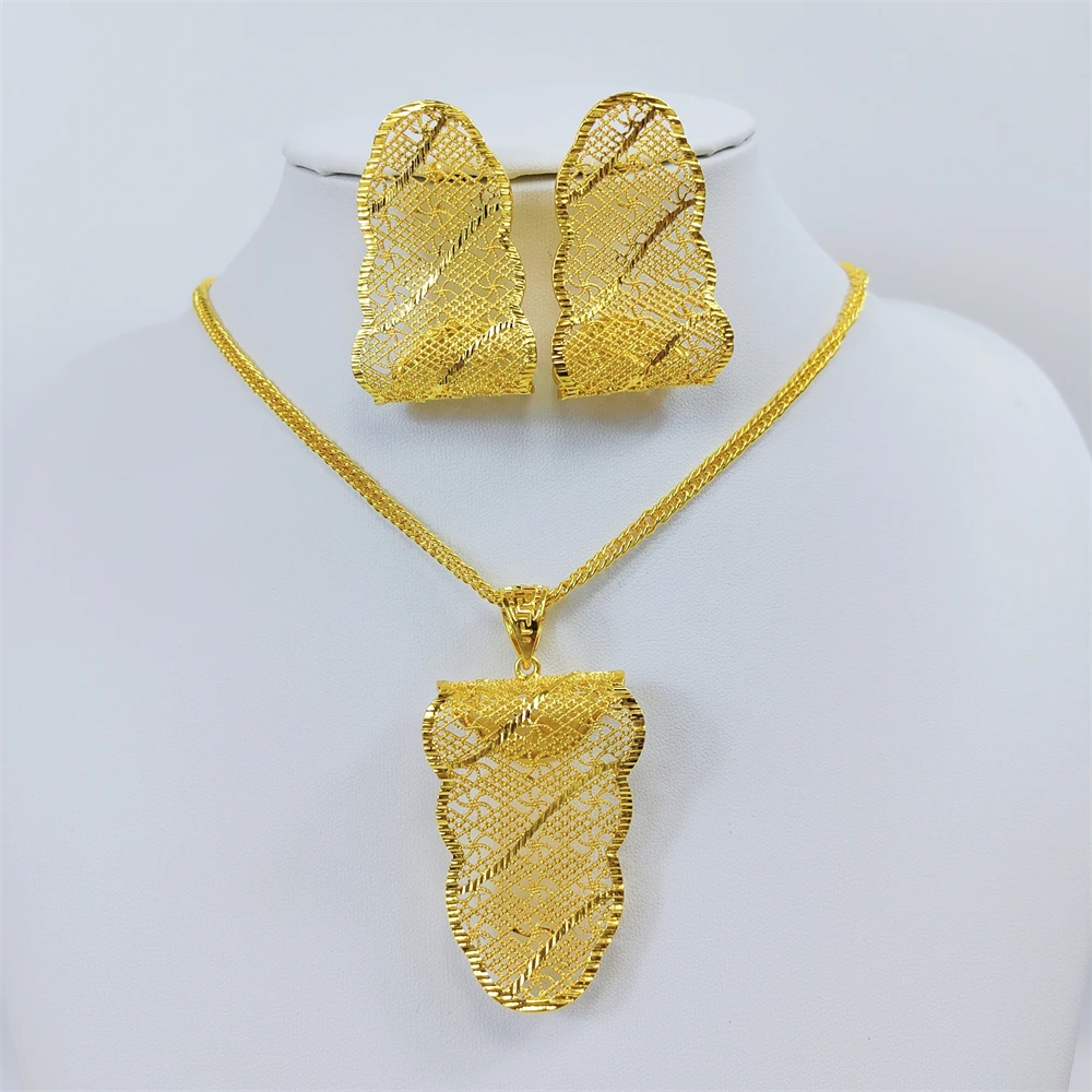 ESALE Brazil Gold Plated Design Women Necklace Earrings Jewelry Set Pure Copper High Quality Necklace Big Pendant Earrings
ESALE Brazil Gold Plated Design Women Necklace Earrings Jewelry Set Pure Copper High Quality Necklace Big Pendant Earrings