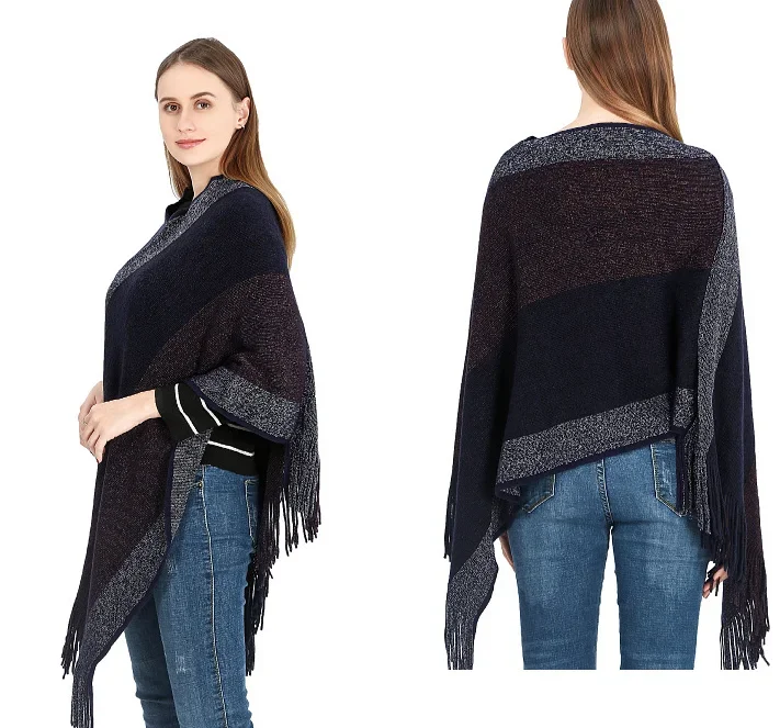 2025 New Autumn Winter Warm Cape Color Silk Thread Over Cape knitted Cape Tassel Cape Lady Stripe Ponchos
2025 New Autumn Winter Warm Cape Color Silk Thread Over Cape knitted Cape Tassel Cape Lady Stripe Ponchos