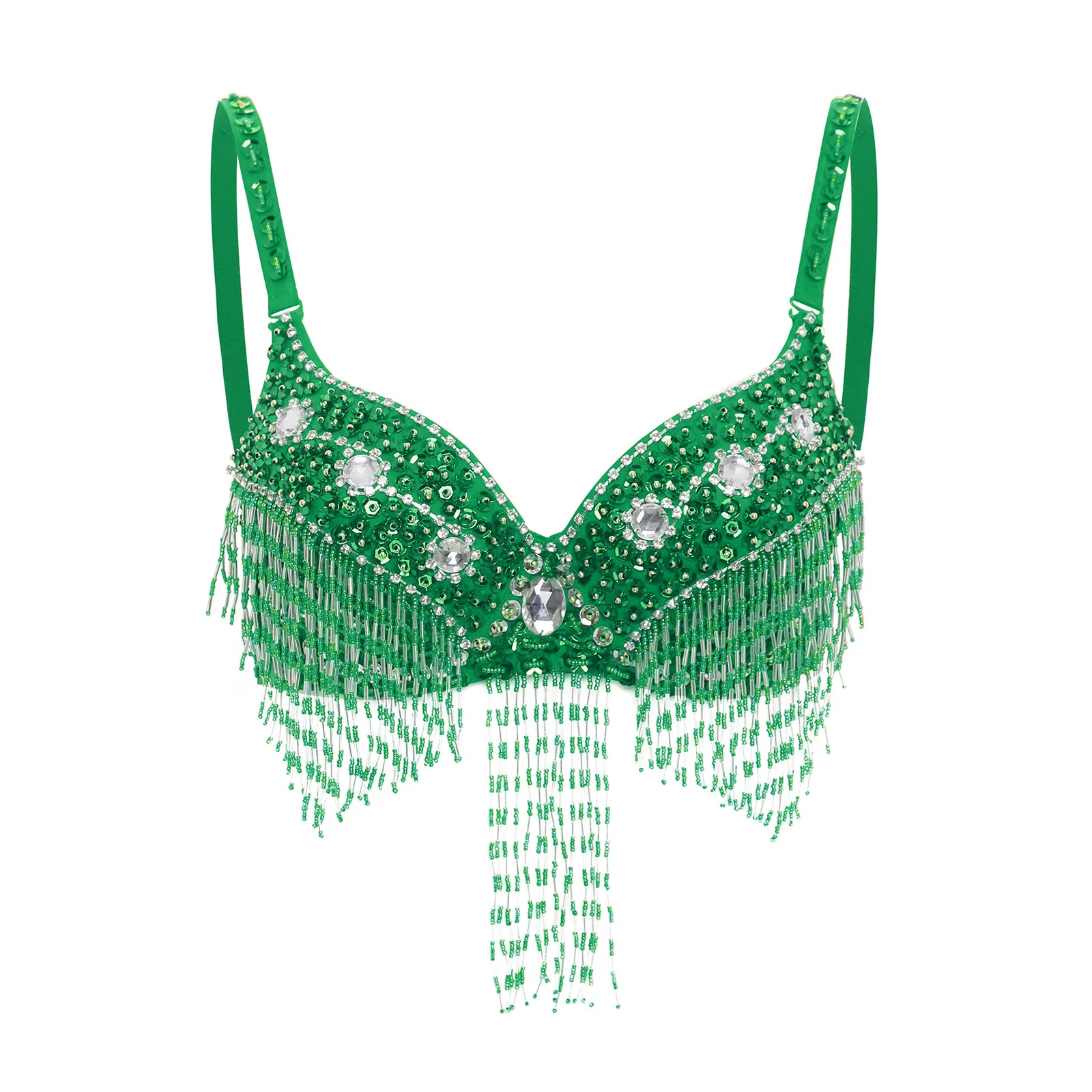 Womens Belly Dance Bra Tops Balconette Salsa Rumba Dance Costume Underwire Bra Push Up Shiny Sequins Plastic Beads Fringe
Womens Belly Dance Bra Tops Balconette Salsa Rumba Dance Costume Underwire Bra Push Up Shiny Sequins Plastic Beads Fringe