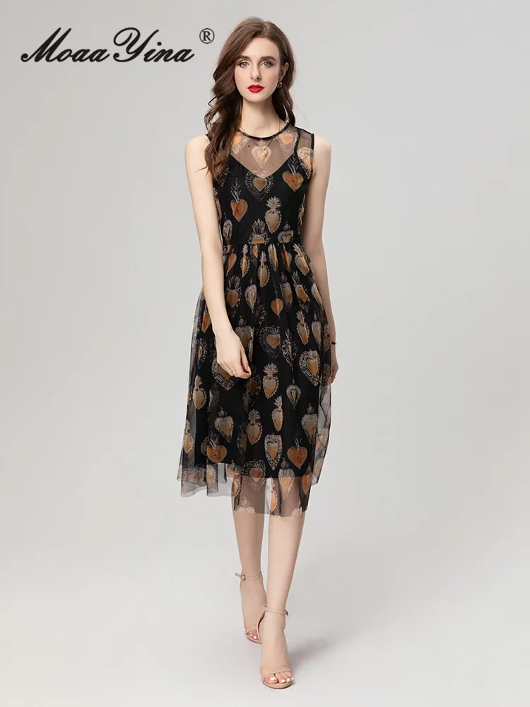 MoaaYina Summer Fashion Designer High Quality Women Dress Vintage Hollow Out Net Yarn O-Neck Sleeveless Knee-Length Dresses
MoaaYina Summer Fashion Designer High Quality Women Dress Vintage Hollow Out Net Yarn O-Neck Sleeveless Knee-Length Dresses