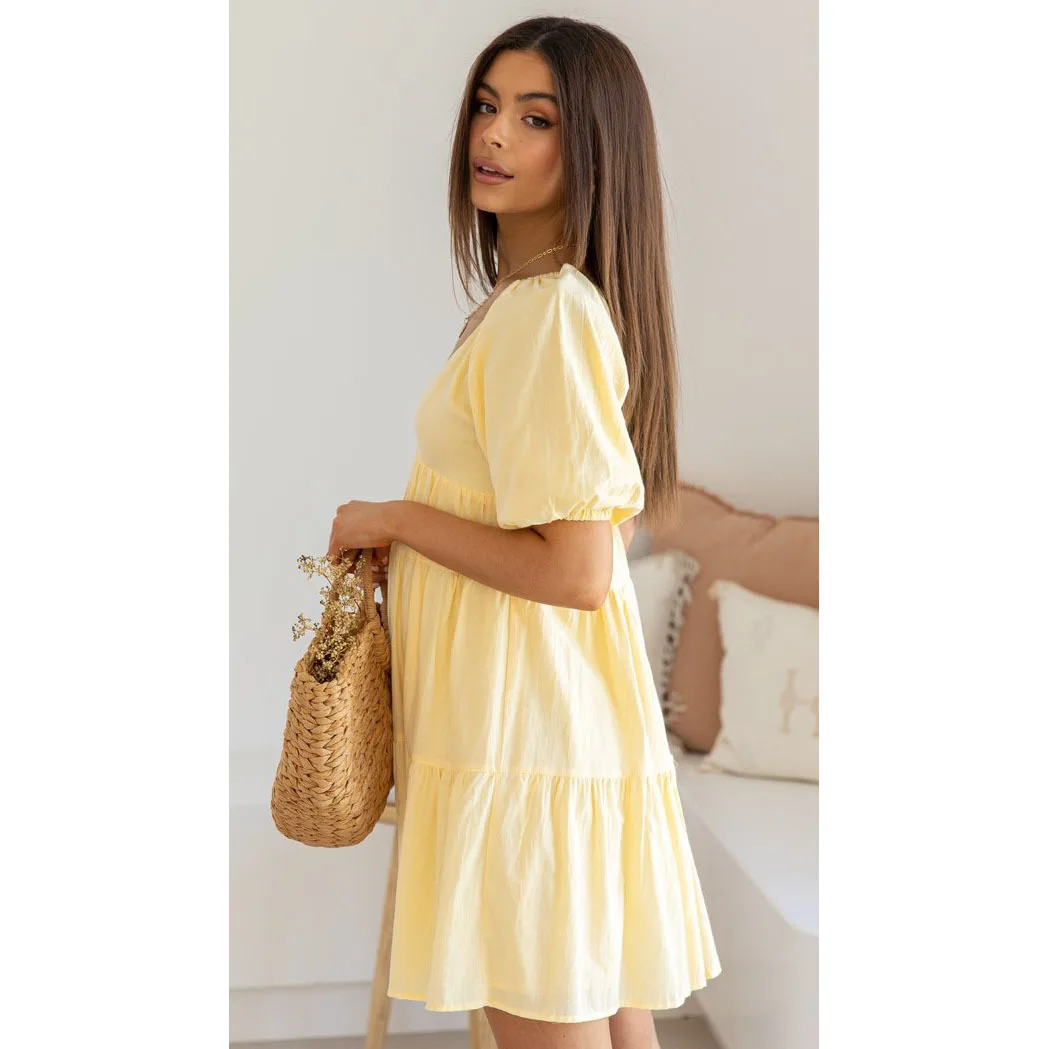 2026 Casual Loose Waist Bubble Sleeve V-Neck Dress Fashionable Spring Summer New Arrival Solid Color Dress Elegant Swish Skirt
2026 Casual Loose Waist Bubble Sleeve V-Neck Dress Fashionable Spring Summer New Arrival Solid Color Dress Elegant Swish Skirt