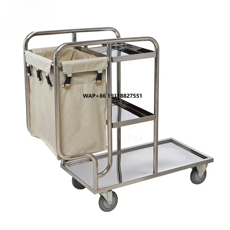 Hotel Guestroom Stainless Steel Service Cart Cleaning Cart Trolley PP Wheels Black Color
Hotel Guestroom Stainless Steel Service Cart Cleaning Cart Trolley PP Wheels Black Color