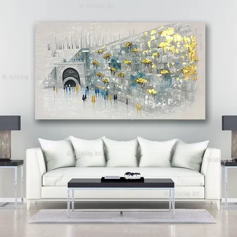 Abstrakcyjne żydowskie malarstwo ścienne, dekoracja hotelu Luksusowe żydowskie malowidła ścienne, duży rozmiar salonu Wystrój klasyczny obraz olejny na płótnie