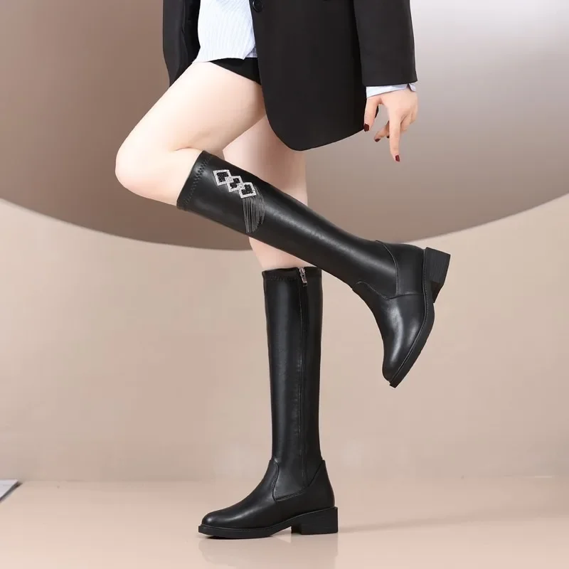 Shoes Female 2024 Knee-High Women's Boots Plus Size Modern Boots Women Crystal Fringe Round Toe Med Heel Side Zip Shoes Women
Shoes Female 2024 Knee-High Women's Boots Plus Size Modern Boots Women Crystal Fringe Round Toe Med Heel Side Zip Shoes Women