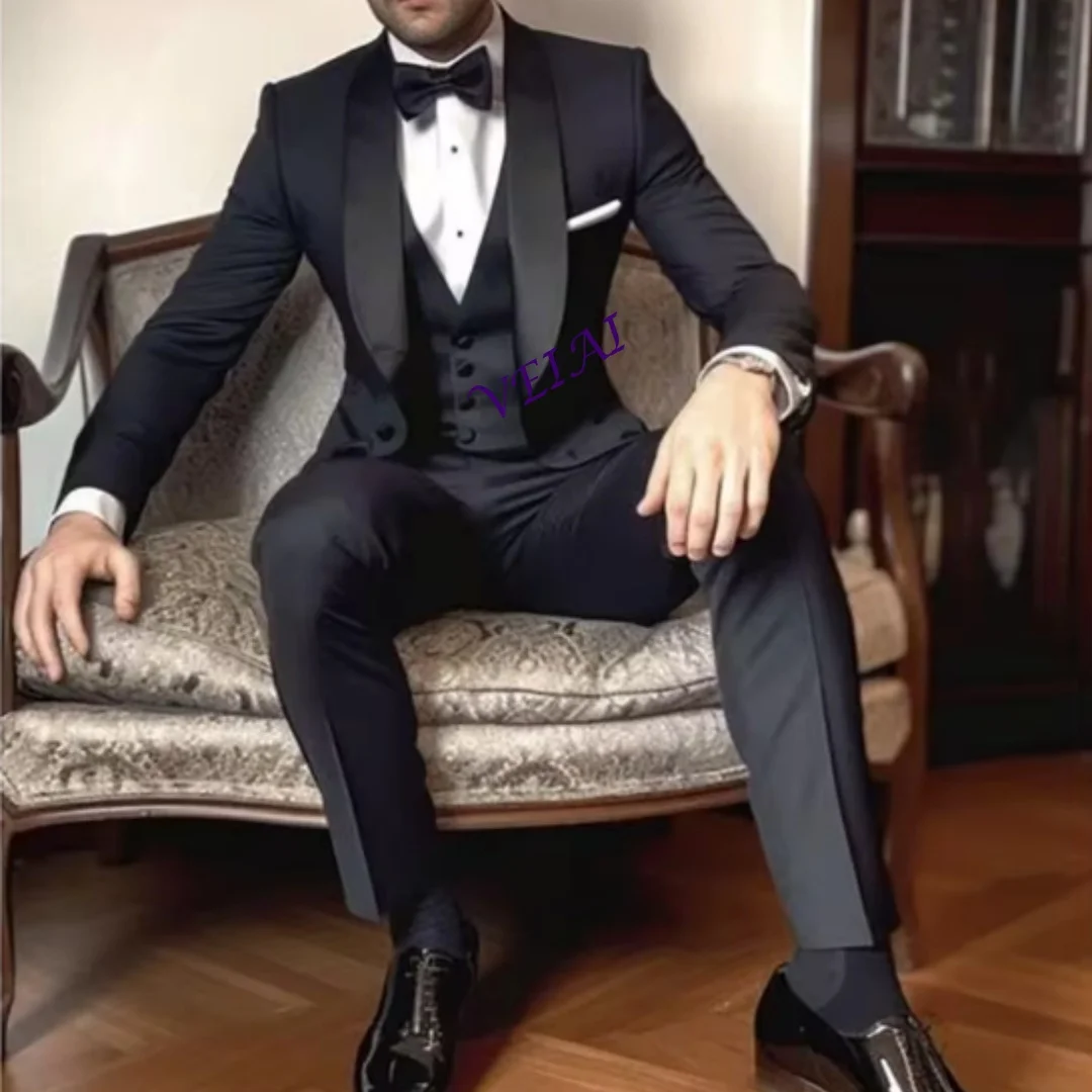 Customized3 Pieces High Quality Black Slim Single Breasted Men Suit Blazer+Pants+Vest Handsome Wedding Formal Work Causal Tailor
Customized3 Pieces High Quality Black Slim Single Breasted Men Suit Blazer+Pants+Vest Handsome Wedding Formal Work Causal Tailor