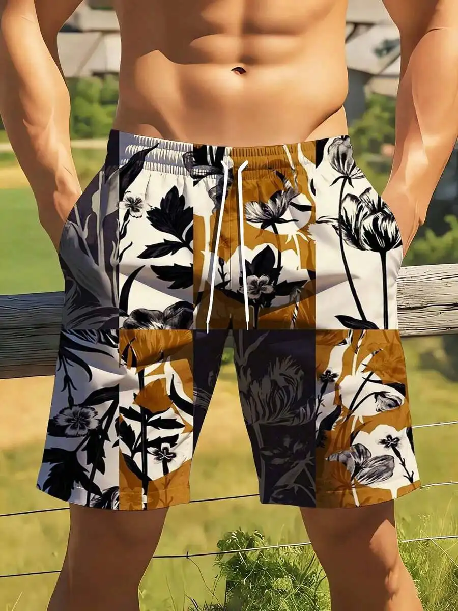 Mens Floral Patchwork Swim Trunks With Drawstring Waist For Beach Outdoor Leisure Sports
Mens Floral Patchwork Swim Trunks With Drawstring Waist For Beach Outdoor Leisure Sports