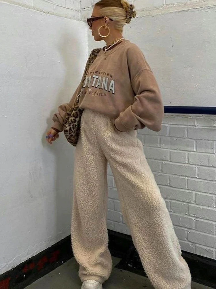 Bolopi Lambswool Wide Leg Pants 2023 Women Solid Casual Thick Sweatpants Y2K Outfits Vasics Bottoms Streetwear
Bolopi Lambswool Wide Leg Pants 2023 Women Solid Casual Thick Sweatpants Y2K Outfits Vasics Bottoms Streetwear