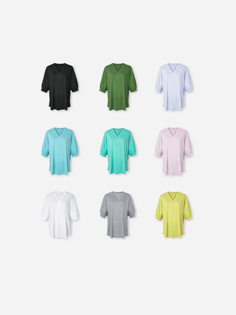 Loose Fit V-Neck Three-Button T-Shirt plus Size Women's Clothing April 9th Large Size Summer Breathable Lightweight Short Sle...
Loose Fit V-Neck Three-Button T-Shirt plus Size Women's Clothing April 9th Large Size Summer Breathable Lightweight Short Sle...