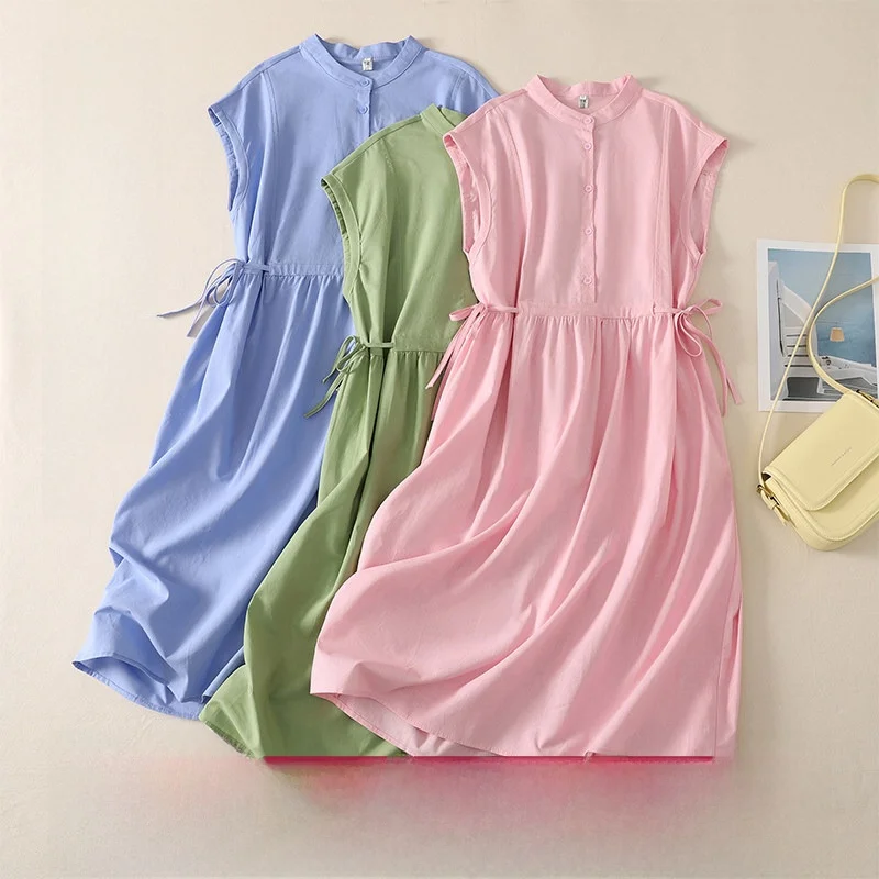 Summer New Japanese Style Artistic Simple Cotton Midi Dress Women's Short Sleeve Waist Cinched Belted Dress Daily Wear Thin C...
Summer New Japanese Style Artistic Simple Cotton Midi Dress Women's Short Sleeve Waist Cinched Belted Dress Daily Wear Thin C...