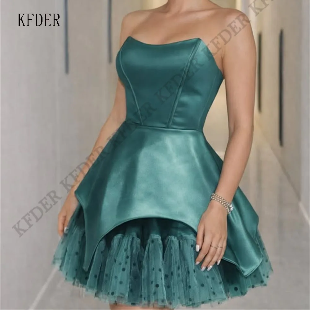 Green Dots Satin Tulle Prom Dresses Strapless Sleeveless Pleat Cocktail Night Clubbing Evening Party Gown Customized
Green Dots Satin Tulle Prom Dresses Strapless Sleeveless Pleat Cocktail Night Clubbing Evening Party Gown Customized