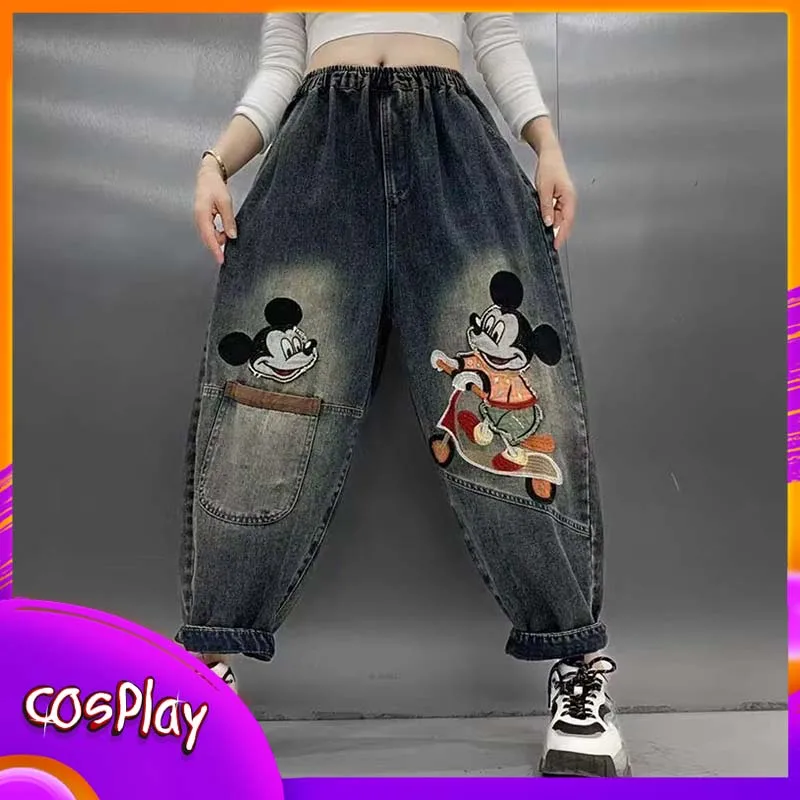 Disney Mickey Retro Dad Jeans Cartoon Embroidered Pants For Women Casual Fashion Loose Eight Cent Haren Pants Thin Pants Gift
Disney Mickey Retro Dad Jeans Cartoon Embroidered Pants For Women Casual Fashion Loose Eight Cent Haren Pants Thin Pants Gift