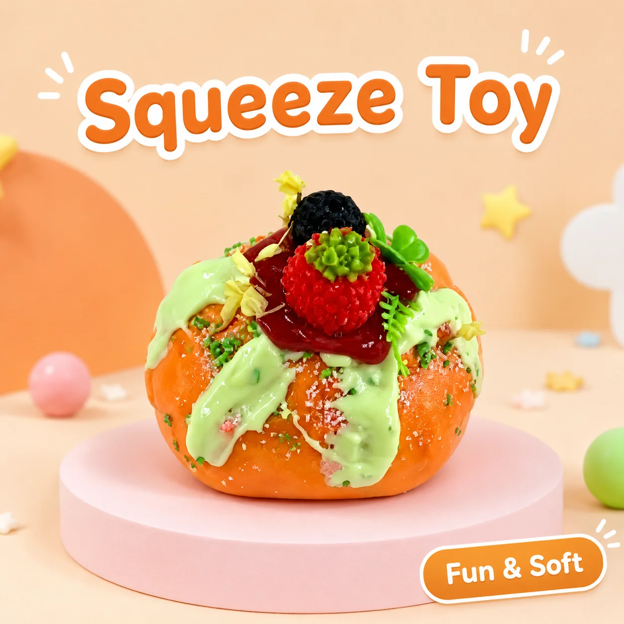 Soft Food Grade Orange Round Squeeze Toy Green Glaze Raspberry Blackberry Tiny Sprinkle Leaf Decoration Stress Reducing Fidget
Soft Food Grade Orange Round Squeeze Toy Green Glaze Raspberry Blackberry Tiny Sprinkle Leaf Decoration Stress Reducing Fidget
