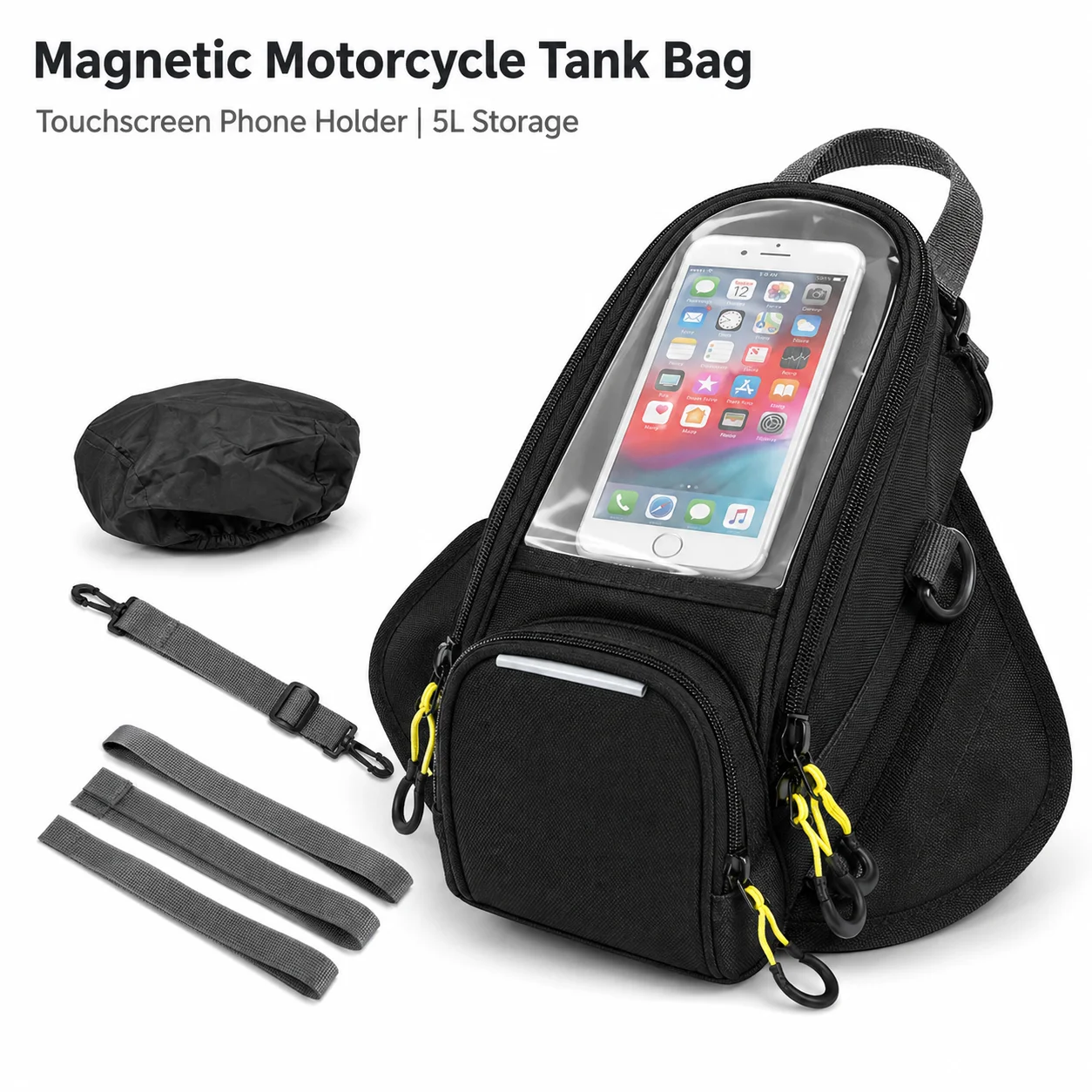 Motorcycle Magnetic Tank Bag Waterproof Fuel Tank Bag with Touch Screen Phone Holder, 5L GPS Navigation Riding Storage Bag for M
Motorcycle Magnetic Tank Bag Waterproof Fuel Tank Bag with Touch Screen Phone Holder, 5L GPS Navigation Riding Storage Bag for M