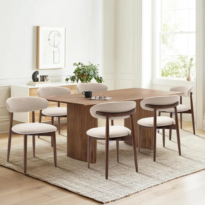Set of 6 Wooden Dining Chairs, Modern Upholstered Fabric Side Chair with Foot Pegs Farmhouse Kitchen, Beige
Set of 6 Wooden Dining Chairs, Modern Upholstered Fabric Side Chair with Foot Pegs Farmhouse Kitchen, Beige