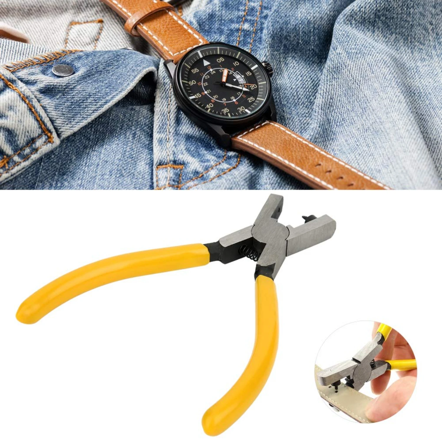 Ultimate Yellow Leathercraft Eyelet Watch Hole Pliers - Efficient, Reliable, and Precise Tool for DIY Leatherwork Belt Projects
Ultimate Yellow Leathercraft Eyelet Watch Hole Pliers - Efficient, Reliable, and Precise Tool for DIY Leatherwork Belt Projects
