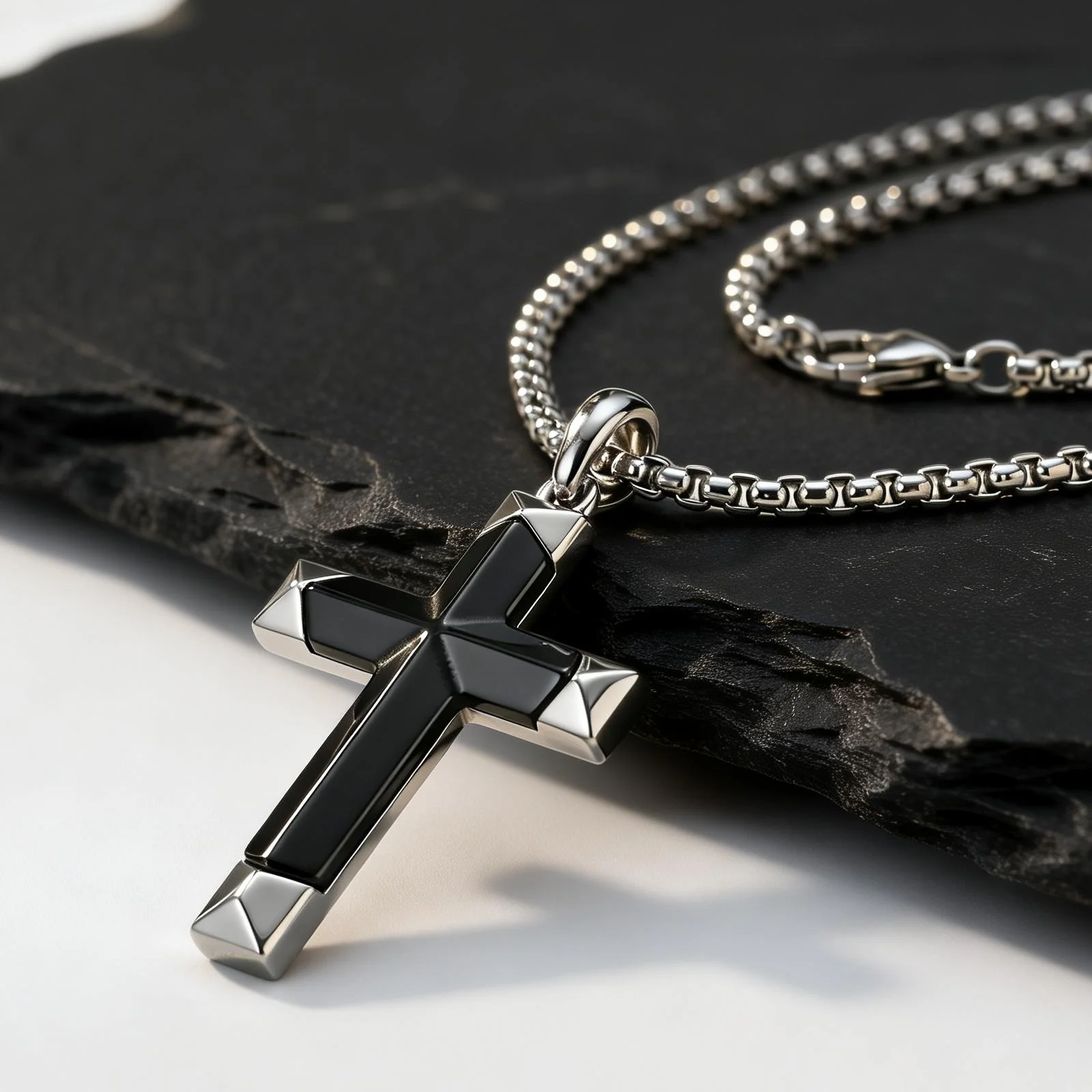 Luxury Natural Black Onyx Cross Necklace for Men,Waterproof Stainless Steel Cross Pendant,Jewelry Gift for Husband Father Son
Luxury Natural Black Onyx Cross Necklace for Men,Waterproof Stainless Steel Cross Pendant,Jewelry Gift for Husband Father Son
