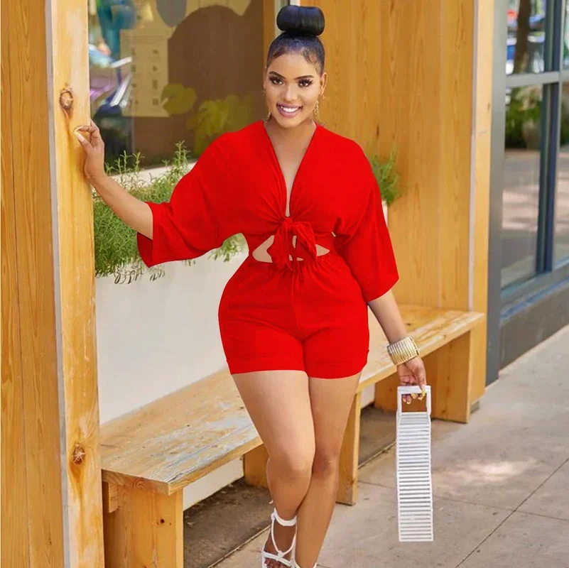 KEXU Solid Shirt Playsuit Women Sexy Deep V Neck Half Sleeve Lace Up Cut Out Shorts Jumpsuit Casual One Piece Overalls
KEXU Solid Shirt Playsuit Women Sexy Deep V Neck Half Sleeve Lace Up Cut Out Shorts Jumpsuit Casual One Piece Overalls