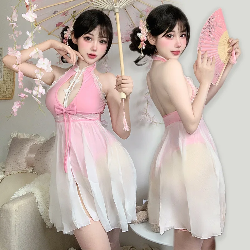 Sexy Lingerie Pure Desire Lace Hollow Cheongsam Bodysuit Dress Seduction Women's See-through Antique Style Jumpsuit Hanfu Skirt
Sexy Lingerie Pure Desire Lace Hollow Cheongsam Bodysuit Dress Seduction Women's See-through Antique Style Jumpsuit Hanfu Skirt