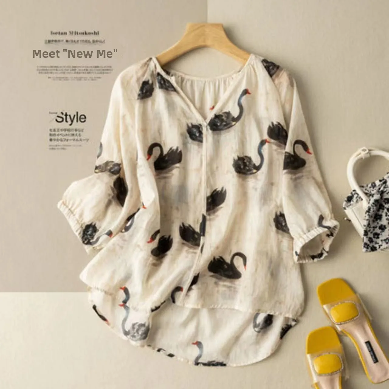 Summer New Loose Cotton Linen Shirt Swan Print Pattern Thin Sleeveless Top Beautiful Chinese Style Women's Fashion Clothing
Summer New Loose Cotton Linen Shirt Swan Print Pattern Thin Sleeveless Top Beautiful Chinese Style Women's Fashion Clothing