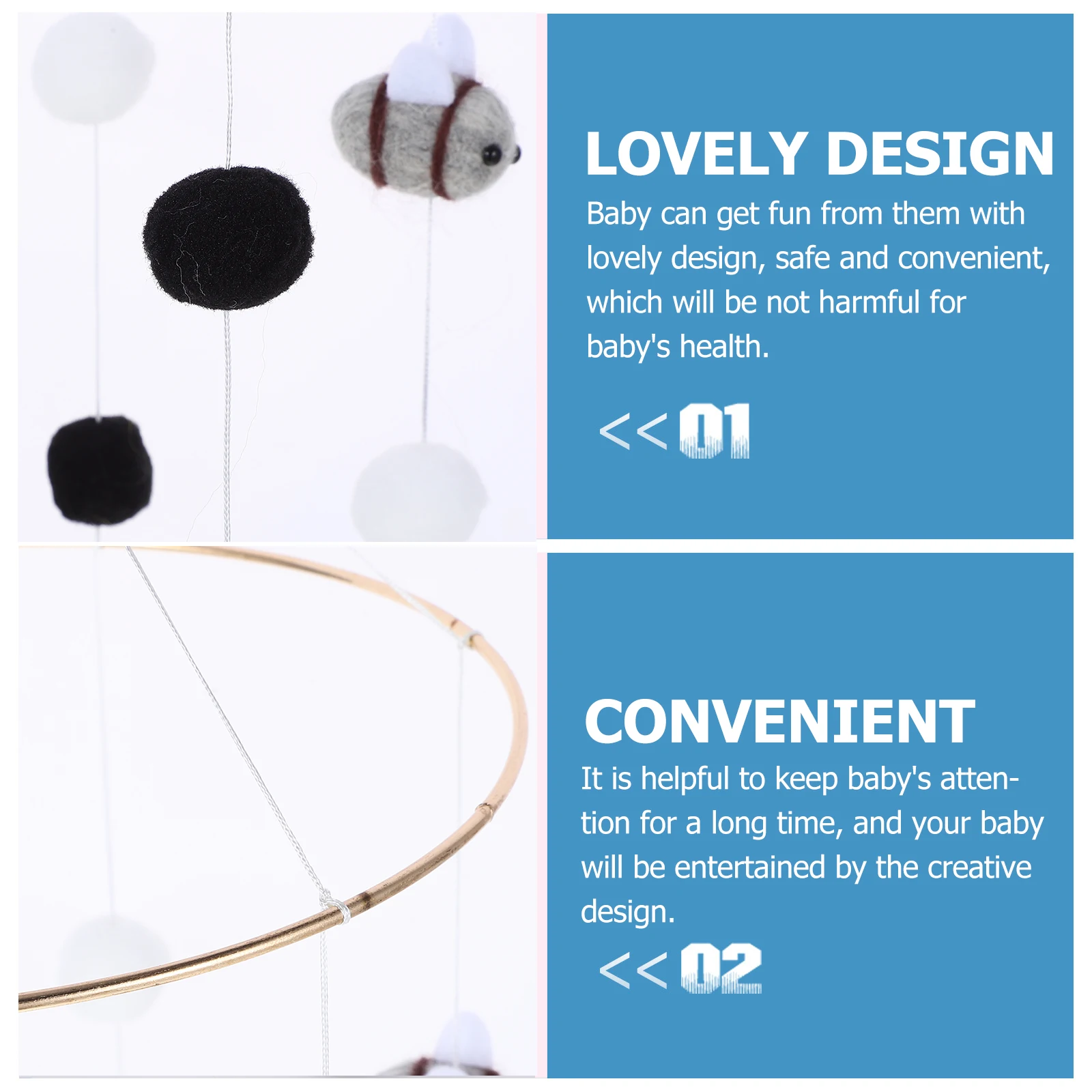 Bee Pendant Imagination Improvement Toy Crib Ceiling Imaginative Play Infant Hanging Ornament Iron Baby Mobile
Bee Pendant Imagination Improvement Toy Crib Ceiling Imaginative Play Infant Hanging Ornament Iron Baby Mobile