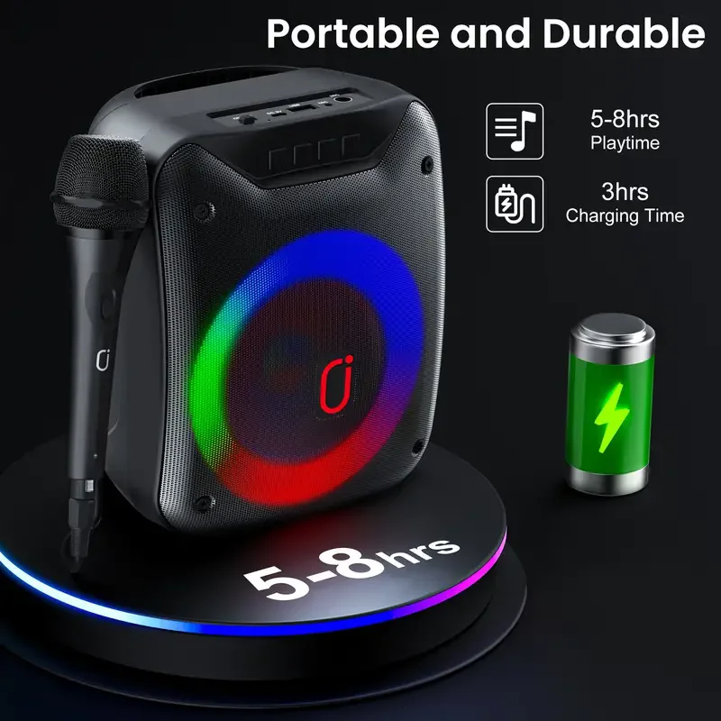 Jyx D18 Wireless Speaker, Portable Bluetooth Speaker with Wired Microphone, High Power Karaoke Bluetooth Speaker Music Rhythm Light 360-Degree Stereo Surround Wireless Subwoofer/Home Karaoke 0K Speaker System, Led Party Light
Jyx D18 Wireless Speaker, Portable Bluetooth Speaker with Wired Microphone, High Power Karaoke Bluetooth Speaker Music Rhythm Light 360-Degree Stereo Surround Wireless Subwoofer/Home Karaoke 0K Speaker System, Led Party Light