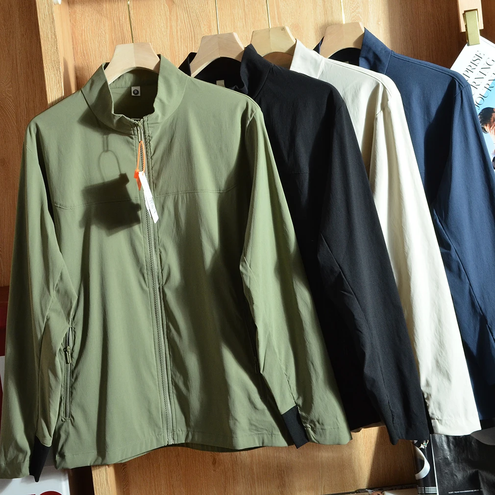 Мужская уличная куртка на молнии, легкая, дышащая, быстросохнущая, с воротником-стойкой, из полиэстера, нейлона и спандекса, повседневная, с длинными рукавами
Мужская уличная куртка на молнии, легкая, дышащая, быстросохнущая, с воротником-стойкой, из полиэстера, нейлона и спандекса, повседневная, с длинными рукавами