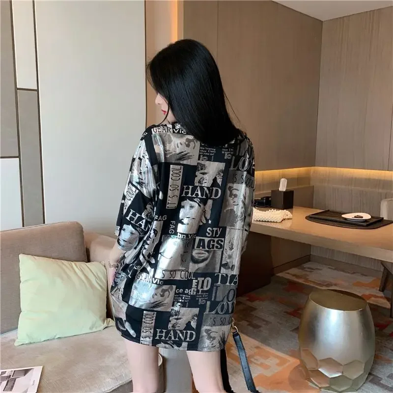 Short Sleeve Woman Tops Glitter T Shirt for Women Korean Reviews Clothes 90s Vintage Harajuku Fashion Basic Elegant Streetwear
Short Sleeve Woman Tops Glitter T Shirt for Women Korean Reviews Clothes 90s Vintage Harajuku Fashion Basic Elegant Streetwear