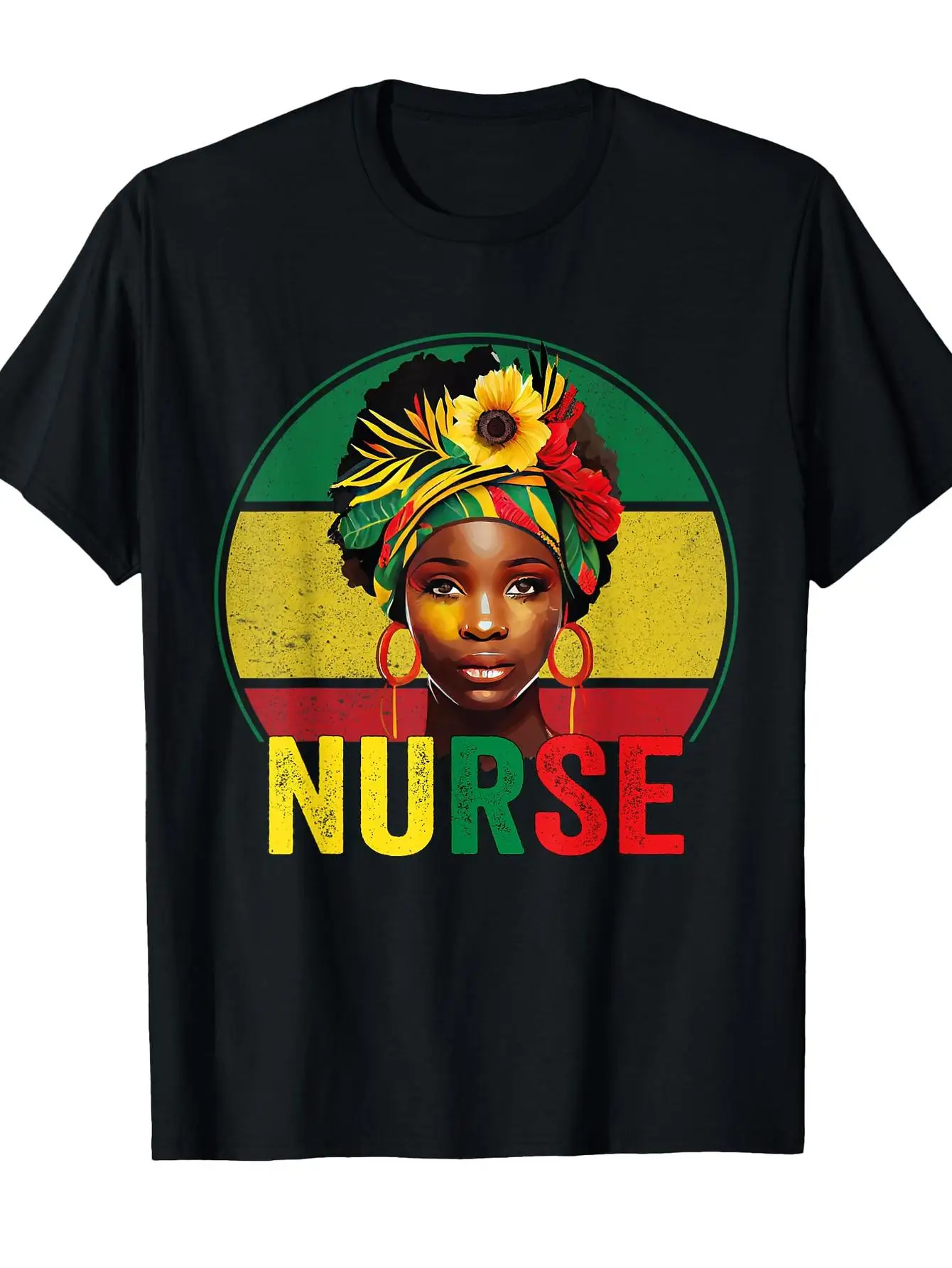 Black Nurse African Woman Portrait Rasta Colors Graphic Tee Black History Month T-Shirt Casual Streetwear
Black Nurse African Woman Portrait Rasta Colors Graphic Tee Black History Month T-Shirt Casual Streetwear