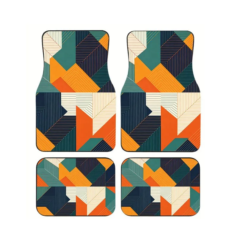 Retro Color Block Geometric Car Floor Mats 4pcs Non-slip Foot Carpets for Mid-Century Modern Auto Style
Retro Color Block Geometric Car Floor Mats 4pcs Non-slip Foot Carpets for Mid-Century Modern Auto Style