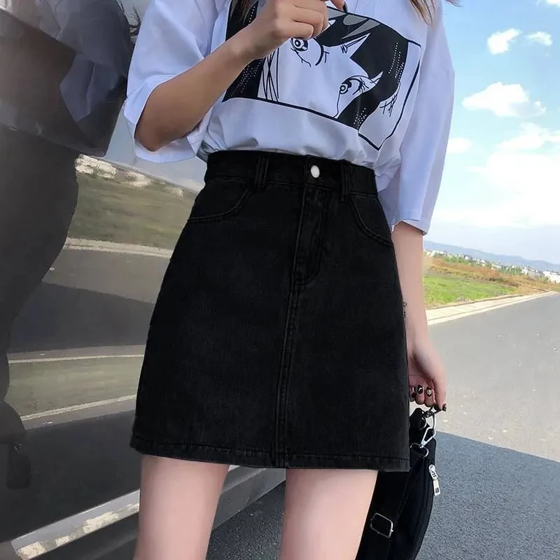 Fashion Button Decor Denim Skirts for Women New High Waist A-Line Jean Skirts Woman Simple All Match Above Knee Skirt Mujer
Fashion Button Decor Denim Skirts for Women New High Waist A-Line Jean Skirts Woman Simple All Match Above Knee Skirt Mujer