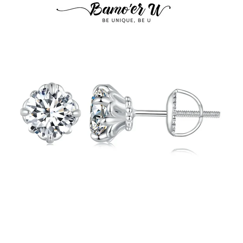 Bamoer U Moissanite Stud Earrings 925 Sterling Silver Unique Petal Prong Setting Design Earrings Women Fine Jewelry D Color VVS1
Bamoer U Moissanite Stud Earrings 925 Sterling Silver Unique Petal Prong Setting Design Earrings Women Fine Jewelry D Color VVS1