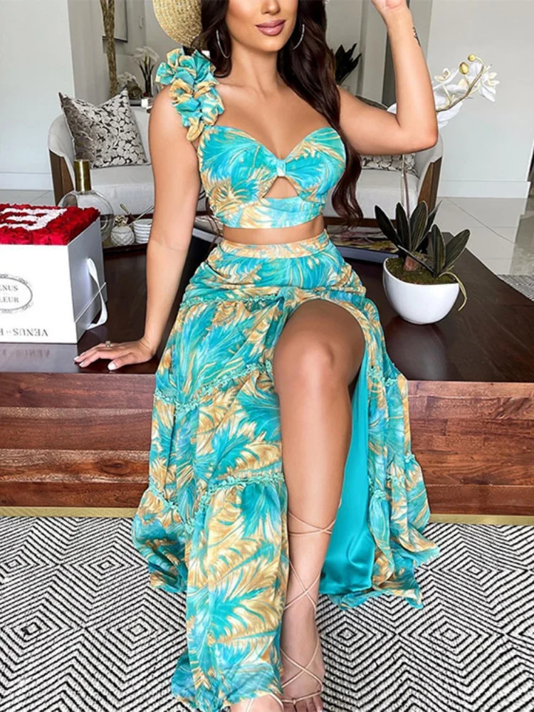 Three Sisters Summer New Fashion Sexy 2 Piece Sets Woman Outfit Vacation Beach Seaside Printed One Shoulder Sleeveless Dress
Three Sisters Summer New Fashion Sexy 2 Piece Sets Woman Outfit Vacation Beach Seaside Printed One Shoulder Sleeveless Dress