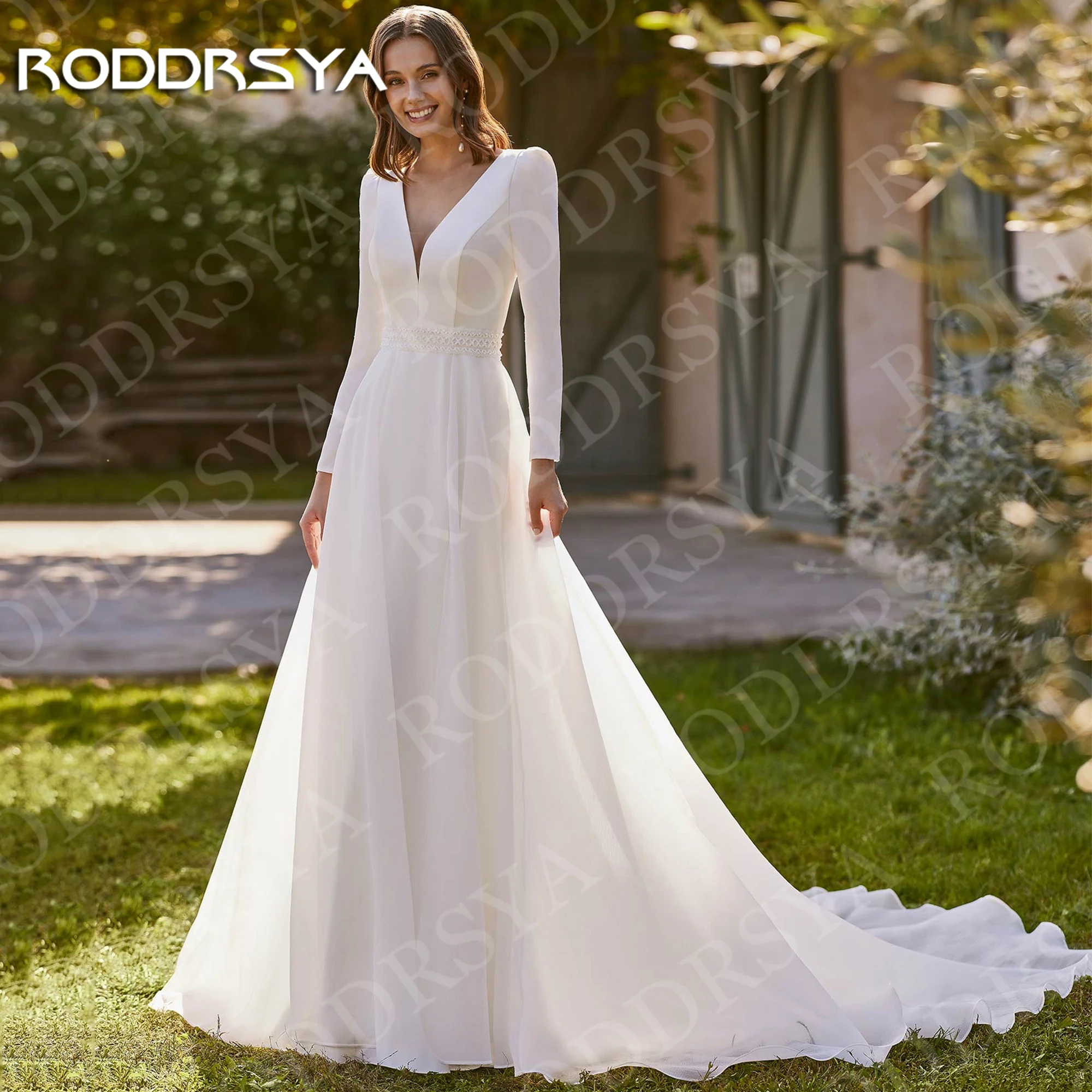 RODDRSYA Long Sleeve Wedding Dress Simple Elegant V Neck A Line Chiffon Backless Bridal Dresses Customized vestido de novia 2026
RODDRSYA Long Sleeve Wedding Dress Simple Elegant V Neck A Line Chiffon Backless Bridal Dresses Customized vestido de novia 2026