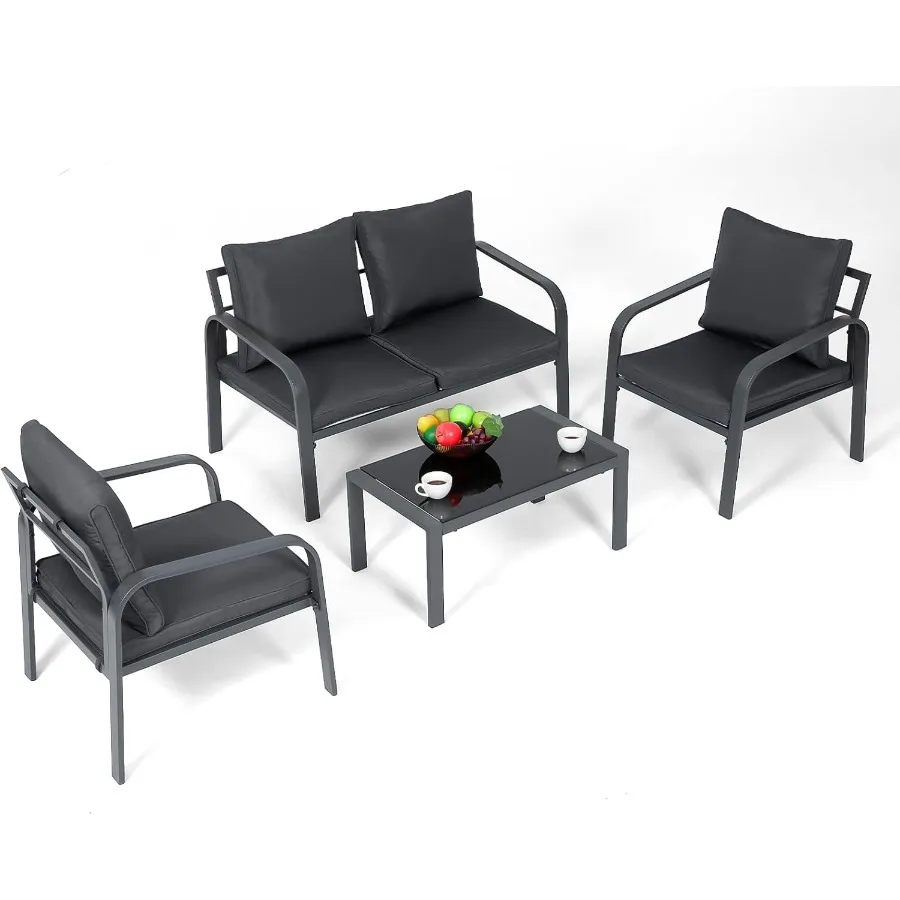 4 Piece Outdoor Patio Furniture Set with Coffee Table and Cushions AllWeather Bistro Chairs for Balcony Lawn G
4 Piece Outdoor Patio Furniture Set with Coffee Table and Cushions AllWeather Bistro Chairs for Balcony Lawn G