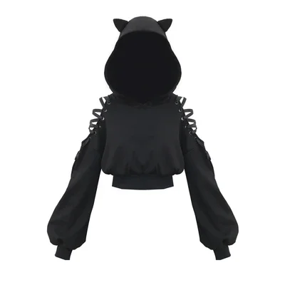 Ruibbit New Spring Autumn Women Punk Gothic Girls Black Velvet Hoodies Hollow Out Long Sleeve Hooded Sweatshirt Casual Pullover
Ruibbit New Spring Autumn Women Punk Gothic Girls Black Velvet Hoodies Hollow Out Long Sleeve Hooded Sweatshirt Casual Pullover