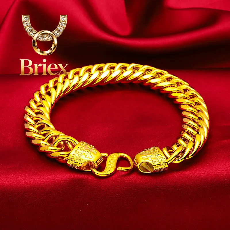 Briex Jewelry 24K Gold Tank Men's Bracelet, AU999 Pure - Classic Trendy Style, Link Texture + Light Refraction, Wrist Boss Tough
Briex Jewelry 24K Gold Tank Men's Bracelet, AU999 Pure - Classic Trendy Style, Link Texture + Light Refraction, Wrist Boss Tough