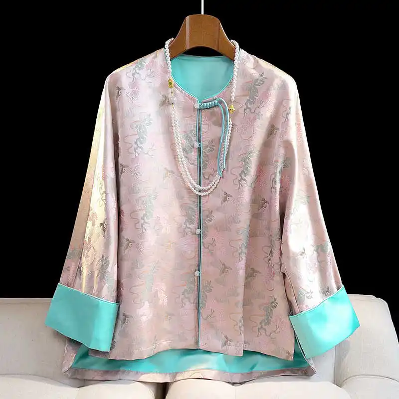 Autumn New O-Ncek Pink Vintage Style Rayon Jacquard Satin Single breasted Contrast Color Cuff Loose Coat Women S-·XL
Autumn New O-Ncek Pink Vintage Style Rayon Jacquard Satin Single breasted Contrast Color Cuff Loose Coat Women S-·XL