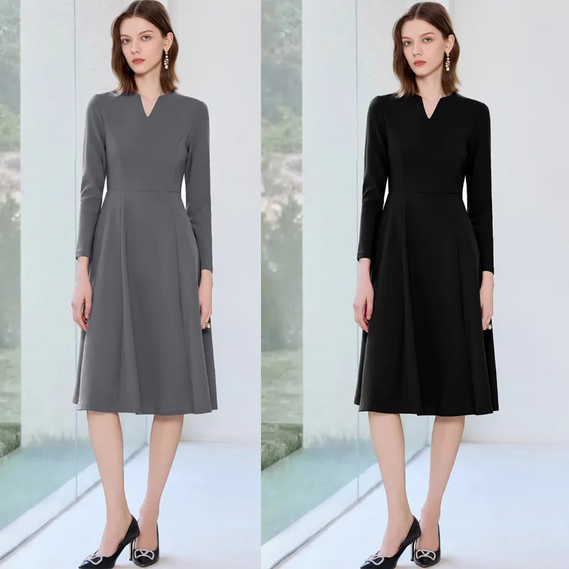 Spring Fashion Long-sleeved V-neck Premium Women Dress Medium Long Umbrella Skirt
Spring Fashion Long-sleeved V-neck Premium Women Dress Medium Long Umbrella Skirt
