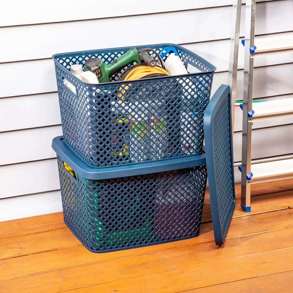 Очень большая декоративная пластиковая корзина для хранения с крышкой, серая 2023
Очень большая декоративная пластиковая корзина для хранения с крышкой, серая 2023