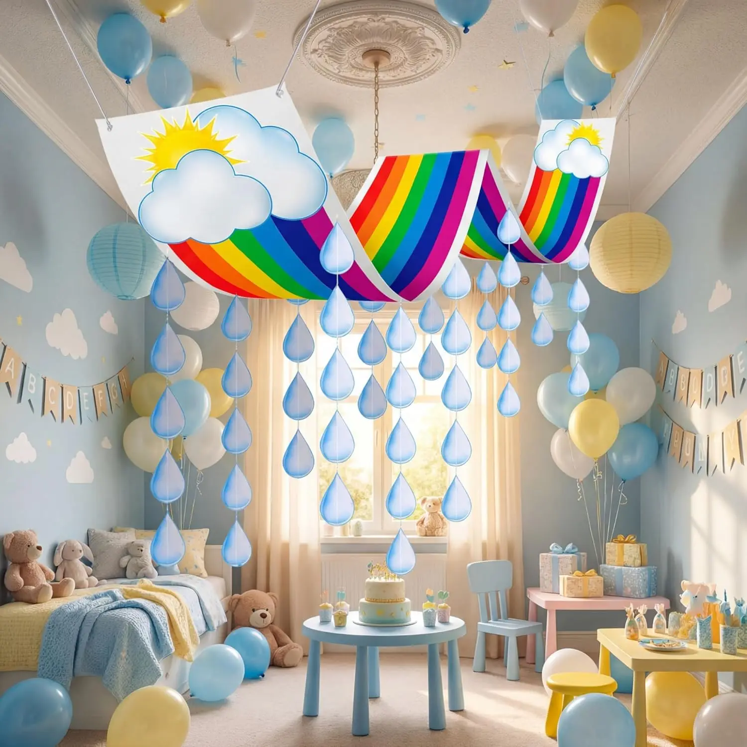 Rainbow Ceiling Decoration with Raindrop Garland Party Hanging Rainbow Cloud Ceiling Decoration for Birthday Baby Shower Daycare
Rainbow Ceiling Decoration with Raindrop Garland Party Hanging Rainbow Cloud Ceiling Decoration for Birthday Baby Shower Daycare