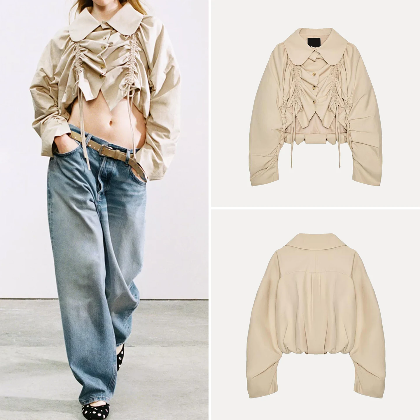 Fashionable Short Length Long Sleeve Pleated Collar Spring 2026 Women's Coat ZADATA Commute Style Loose Fit Other Material
Fashionable Short Length Long Sleeve Pleated Collar Spring 2026 Women's Coat ZADATA Commute Style Loose Fit Other Material