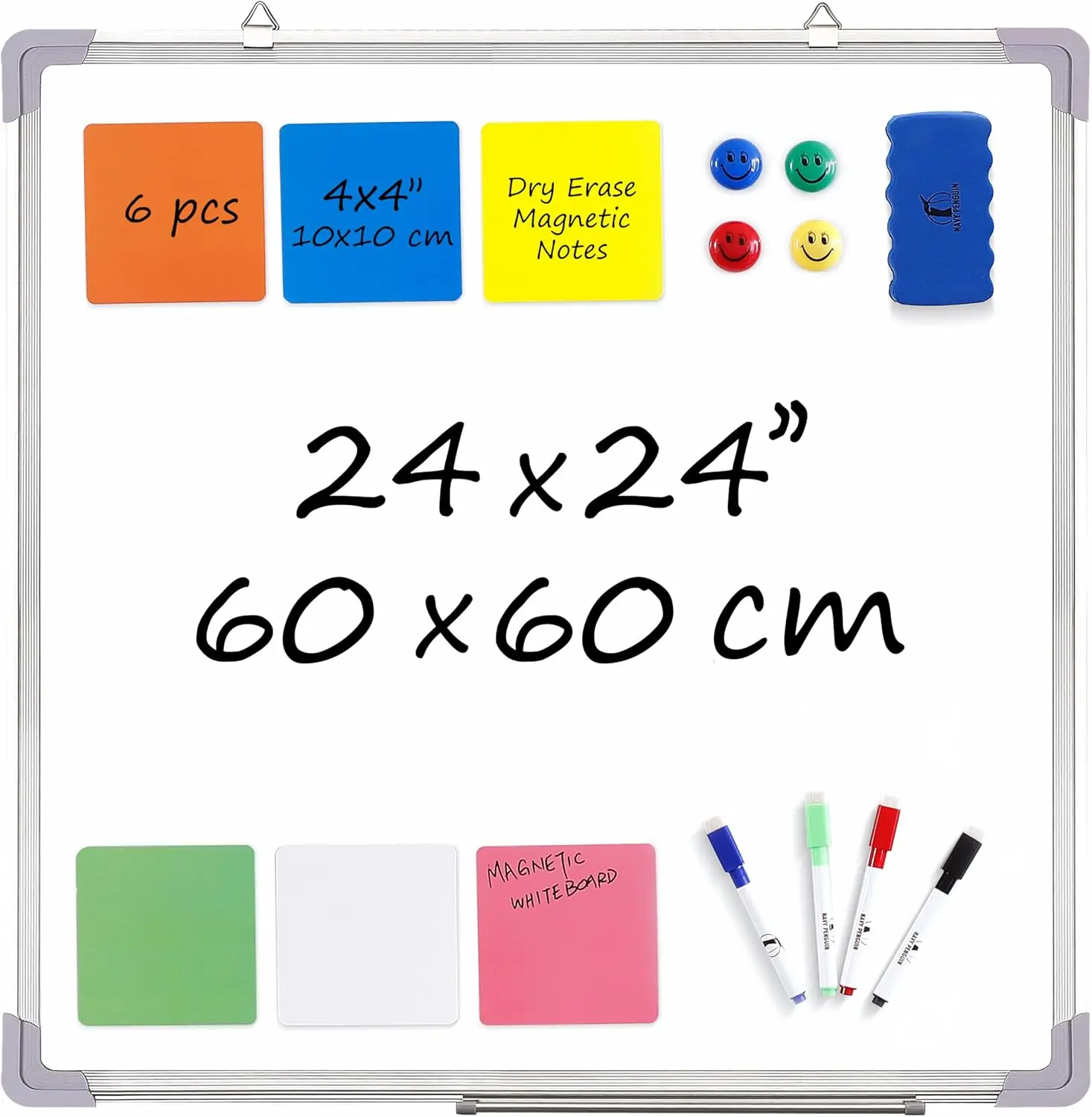 Whiteboard Set 24x24 in Dry Erase Board with Magnetic Eraser, Markers, Magnets & Labels for Home Office
Whiteboard Set 24x24 in Dry Erase Board with Magnetic Eraser, Markers, Magnets & Labels for Home Office