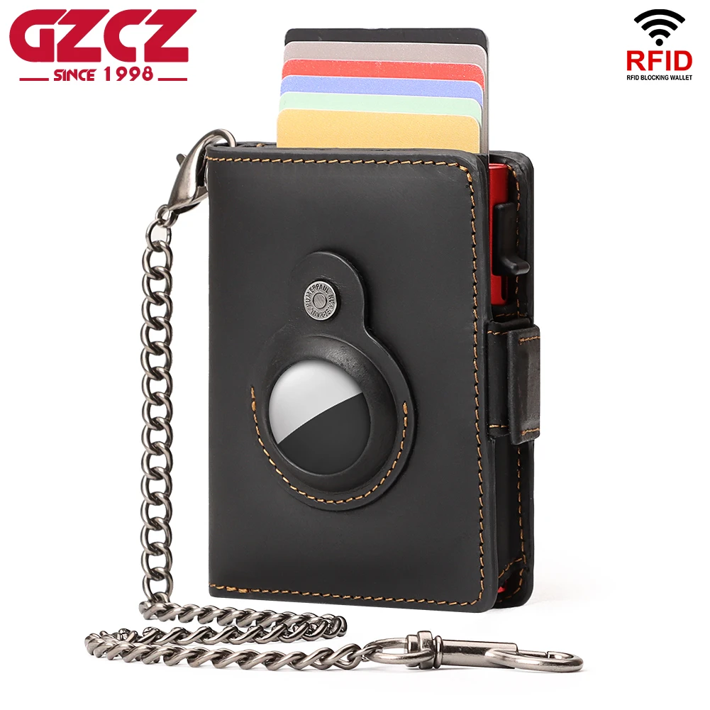 Durable Genuine Leather Men's Airtag Wallet with Banknote Compartment Extra Secured RFID Pop Up Credit Card Holder Case
Durable Genuine Leather Men's Airtag Wallet with Banknote Compartment Extra Secured RFID Pop Up Credit Card Holder Case